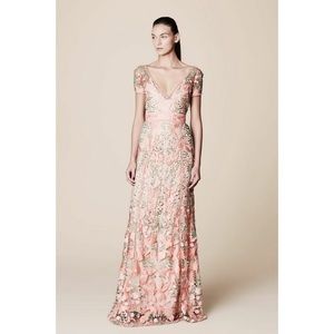 SOLD Marchesa Notte Coral Applique Dress
